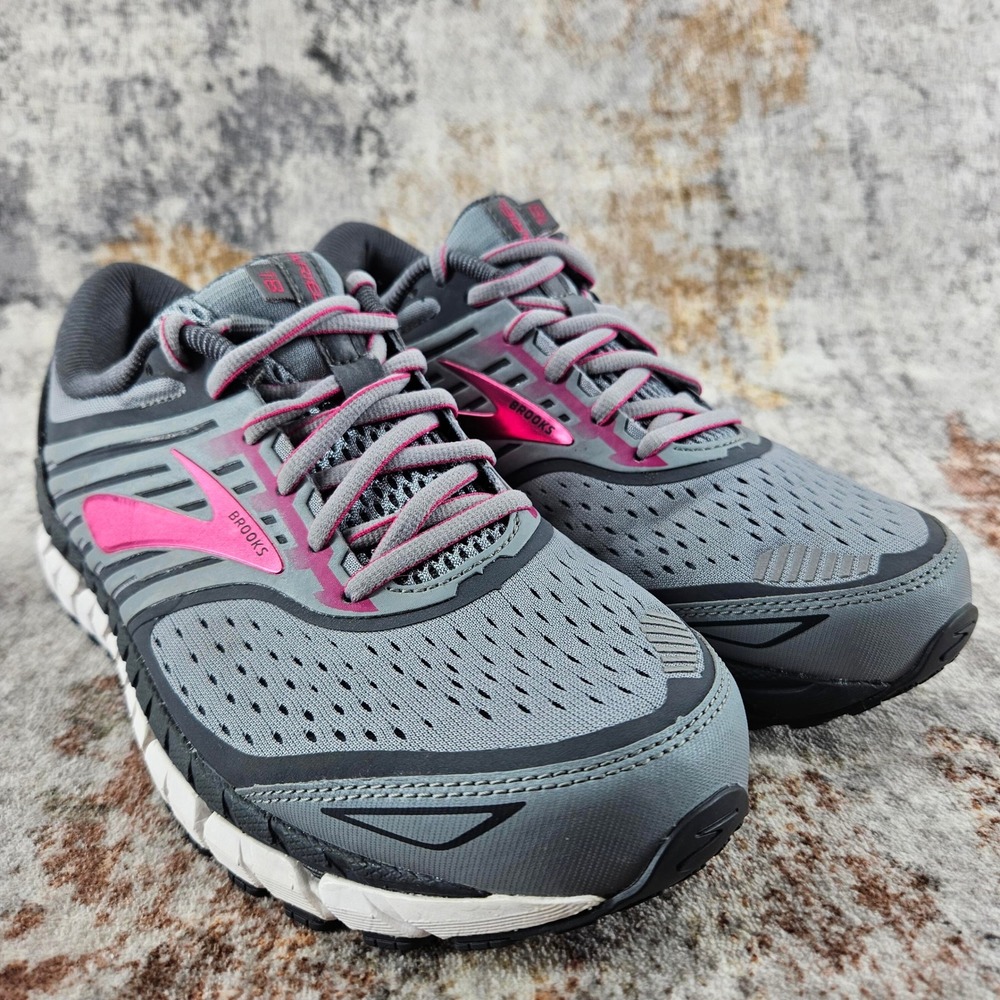 Brooks Ariel 18 Running‎ Shoes Womens 9B Grey Pink 1202711B091 Training Sneakers